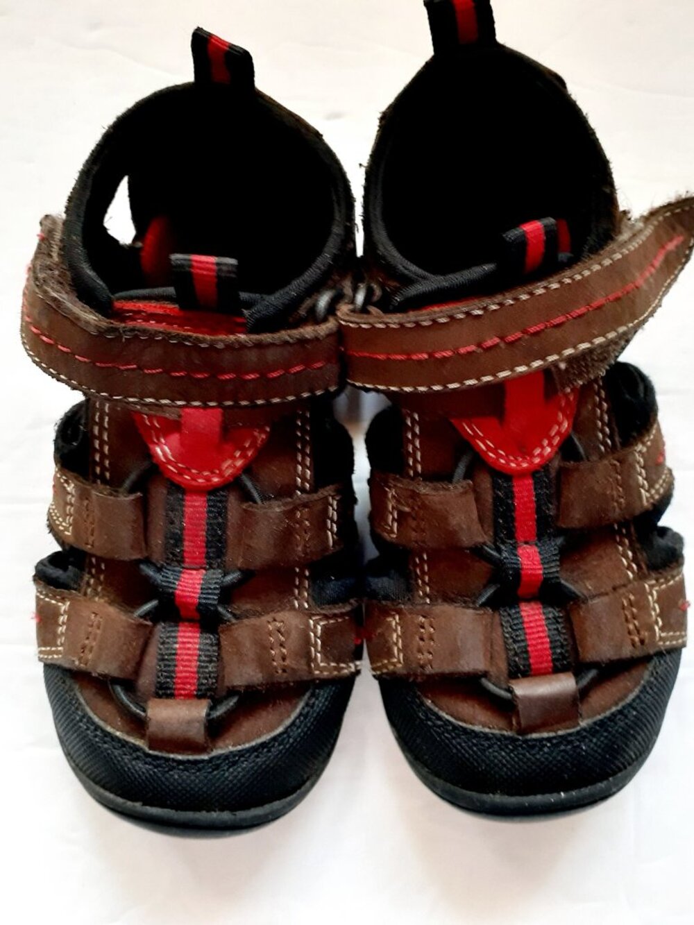Jumping Jacks Boys Sandals Leather Brown Closed Toe Fisherman 7